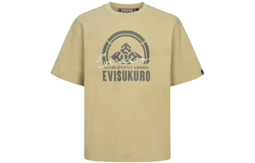 EVISU T Shirts Men's Gray Green Crew Neck Moderate Straight Fit