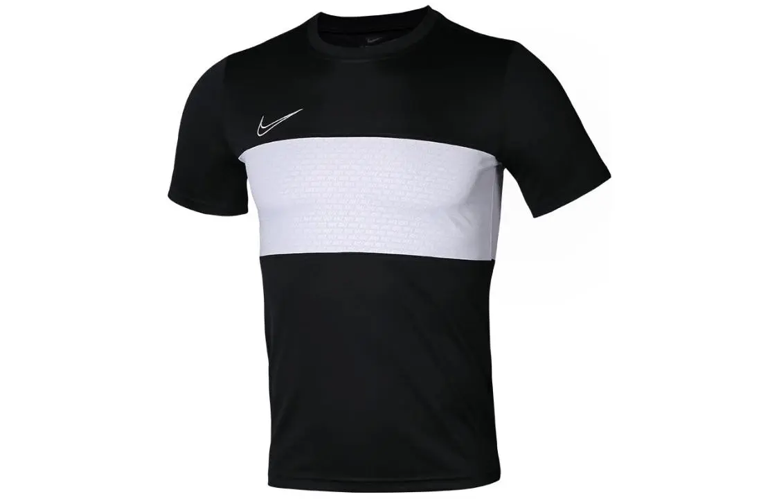 Nike T-Shirts Men's Black White Crew Neck Moderate Straight Fit