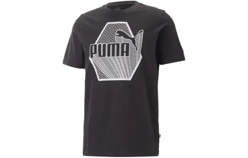 PUMA T Shirts Men's Black Crew Neck Moderate Straight Fit