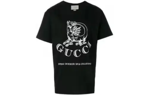 GUCCI T Shirts Men's Black Crew Neck Moderate Straight Fit