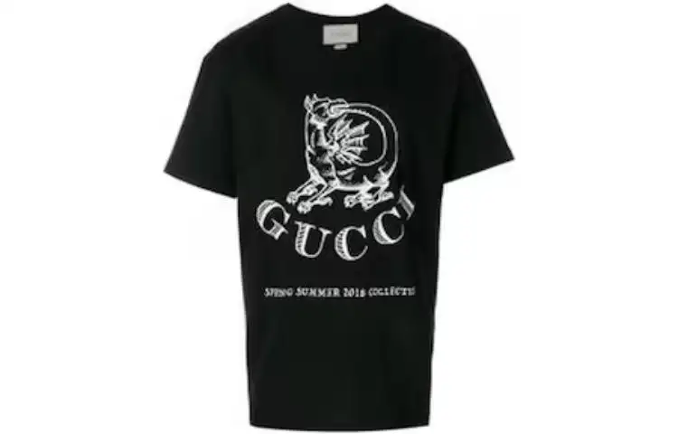 GUCCI T Shirts Men's Black Crew Neck Moderate Straight Fit