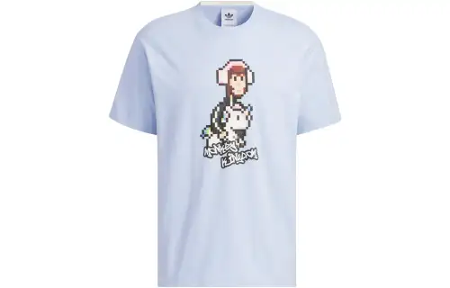 Adidas Originals Monkey Kingdom Drop Shoulder Sleeve T Shirt Unisex Light Pink Blue