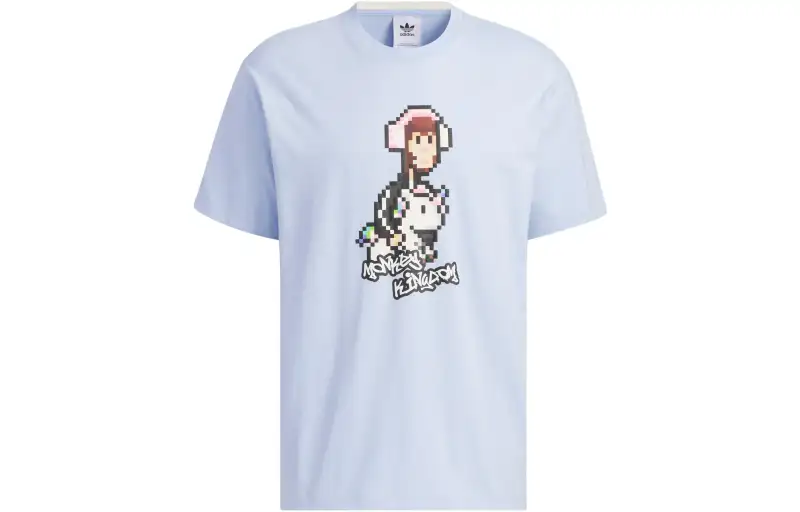 Adidas Originals Monkey Kingdom Drop Shoulder Sleeve T Shirt Unisex Light Pink Blue