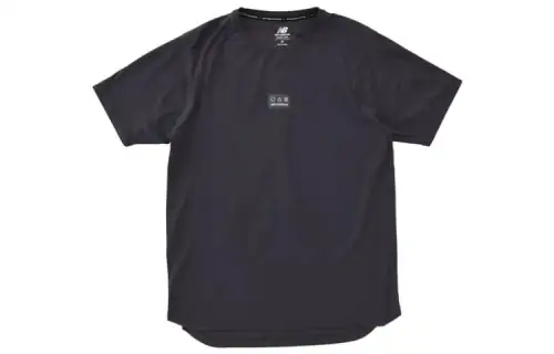 New Balance T Shirts Men's Gray Purple Crew Neck Moderate Straight Fit