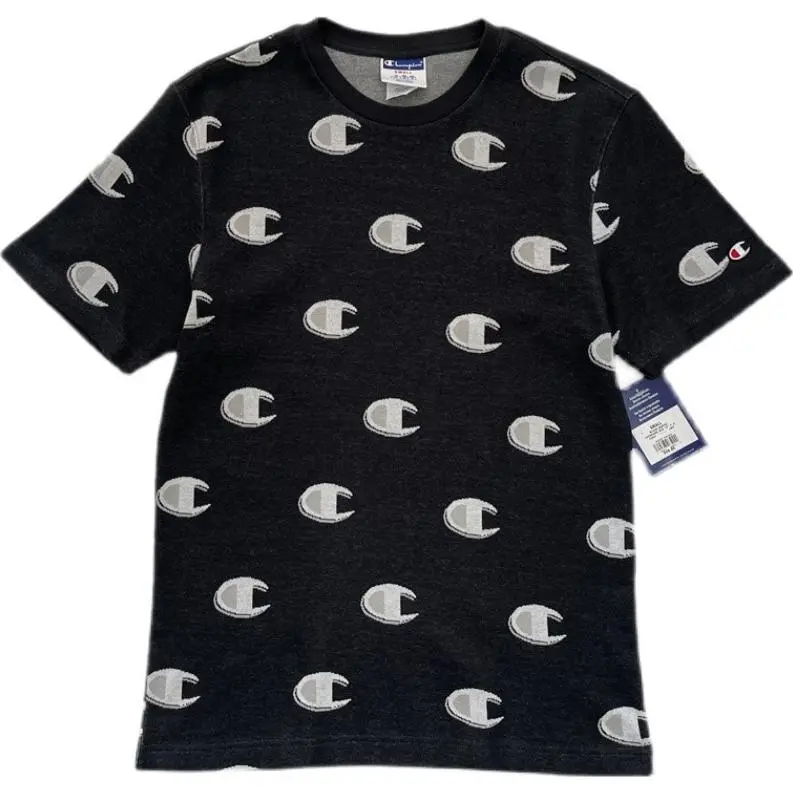 Champion T-Shirts Unisex Black Gray Color Crew Neck Moderate Straight Fit