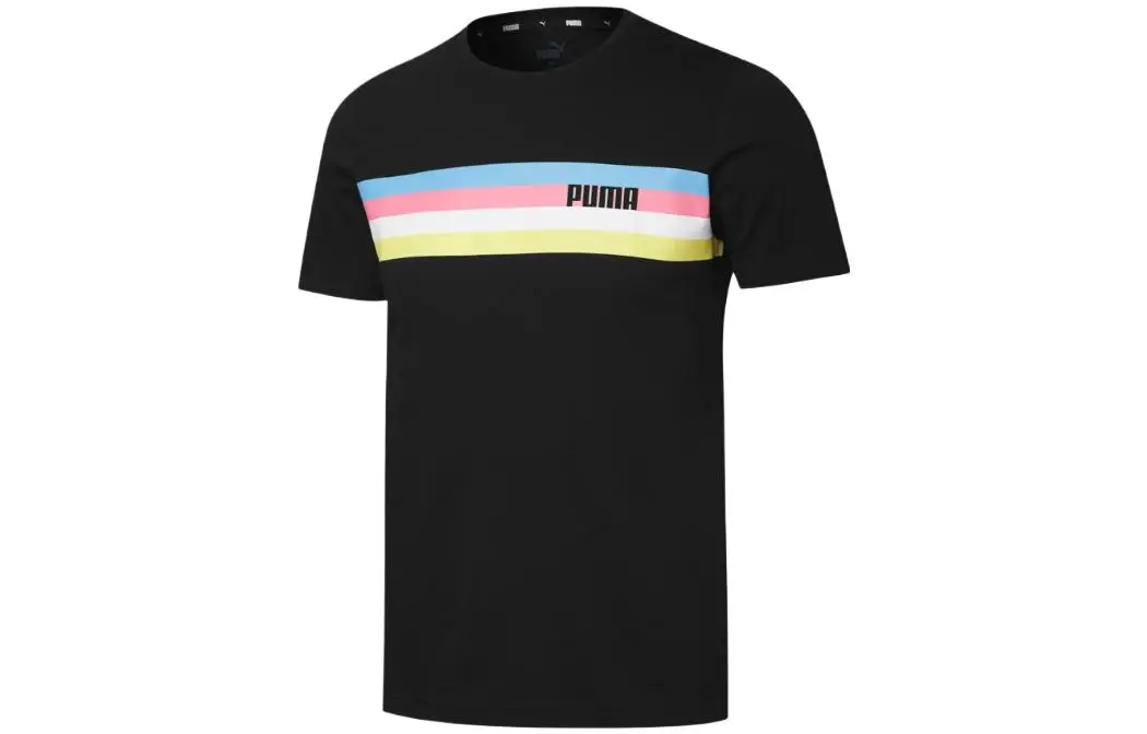 PUMA T-Shirts Men's Black Crew Neck Moderate Straight Fit