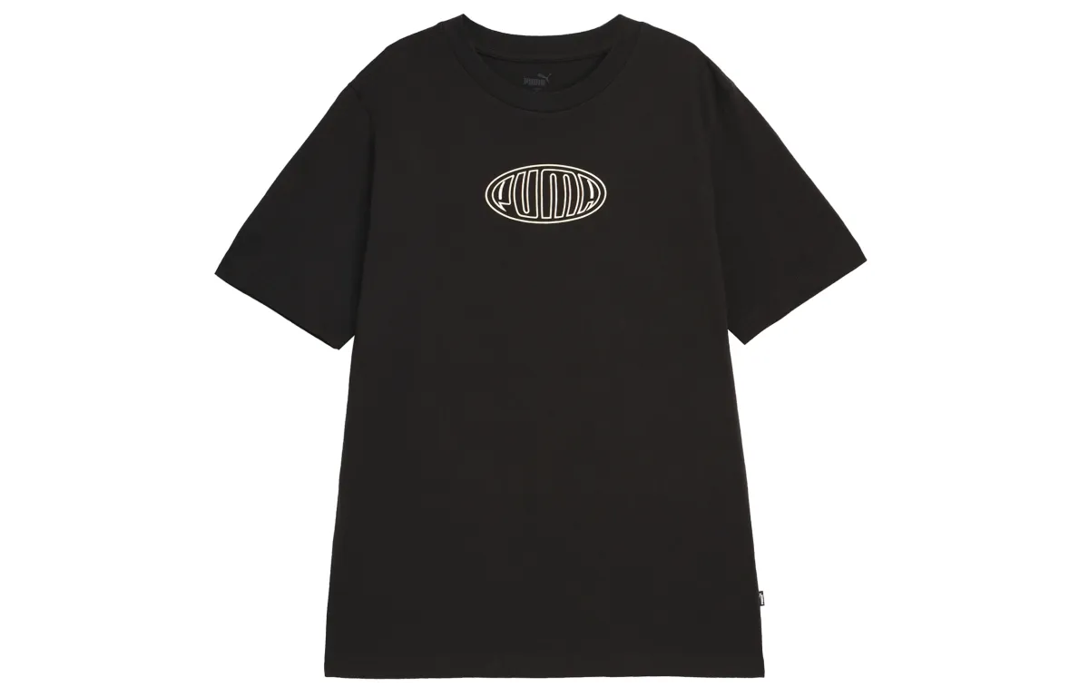 PUMA T-Shirts Men's Black Crew Neck Moderate Straight Fit