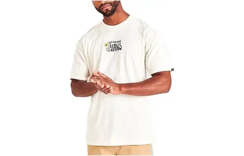 Vans T Shirts Men's White Crew Neck Moderate Straight Fit