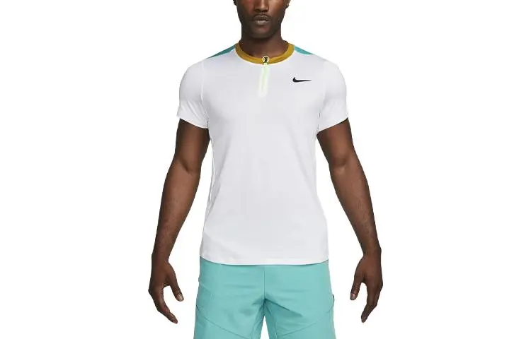 Nike T-Shirts Men's Cyan Crew Neck Moderate Straight Fit