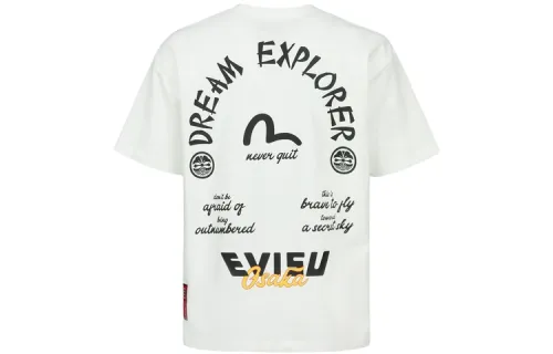 EVISU T Shirts Unisex White Crew Neck Moderate Straight Fit