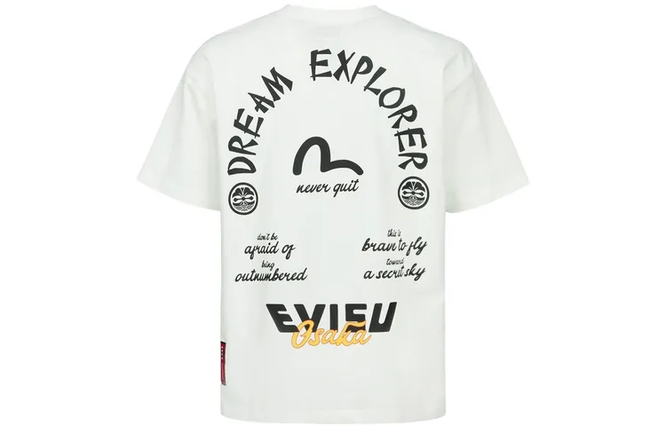 EVISU T Shirts Unisex White Crew Neck Moderate Straight Fit