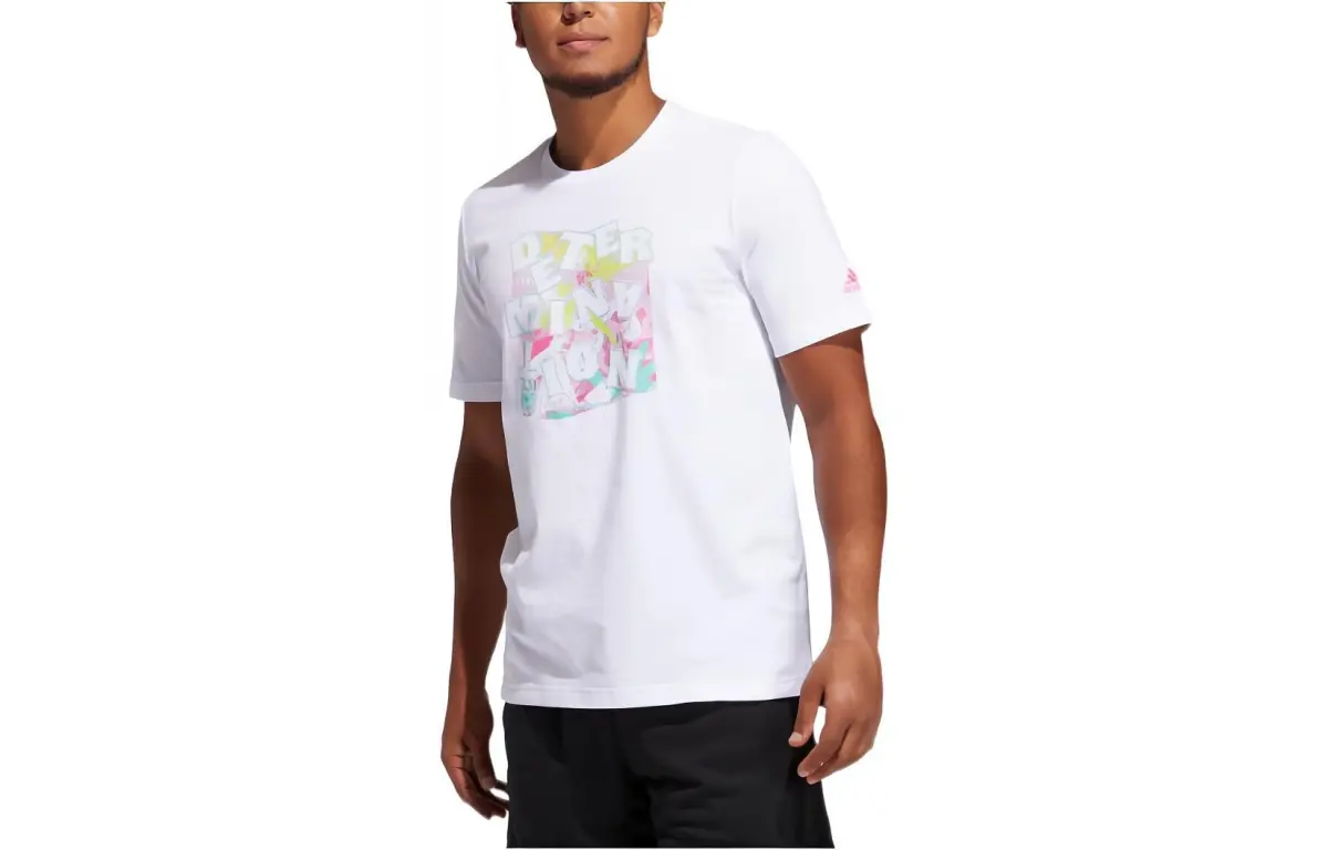 Adidas T-Shirts Men's White Crew Neck Moderate Straight Fit