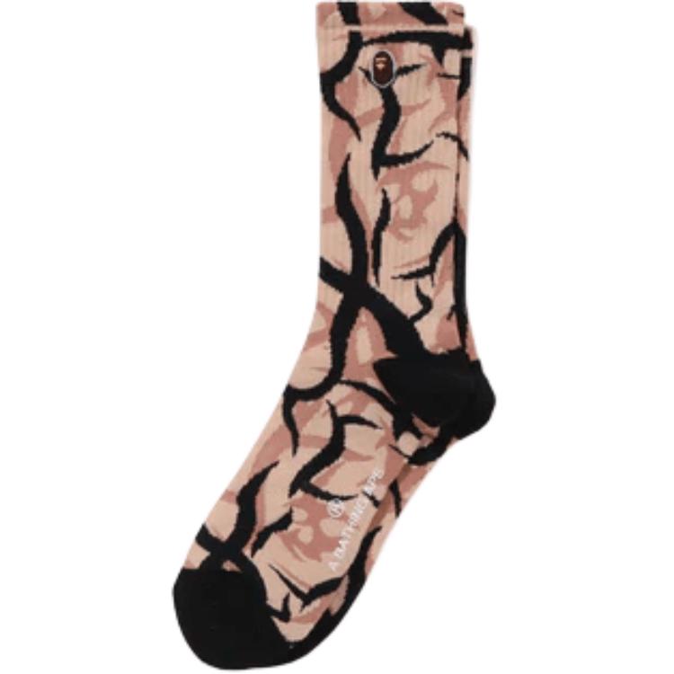 A BATHING APE Trial Camo Ape Head One Point Socks Beige