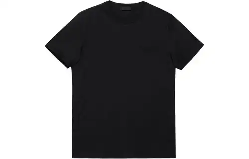 PRADA T Shirts Men's Black Crew Neck Moderate Straight Fit