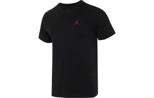 Jordan T Shirts Men's Black Crew Neck Moderate Straight Fit