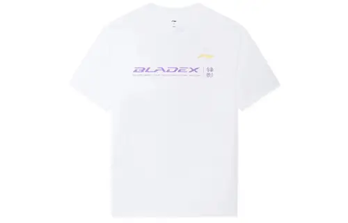 Li Ning Badminton Collection T Shirts Men's White Crew Neck Moderate Straight Fit
