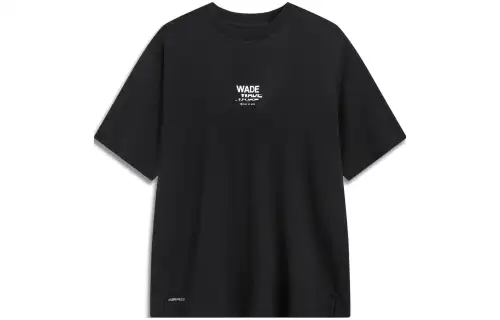 Li Ning T Shirts Unisex Black Crew Neck Moderate Straight Fit