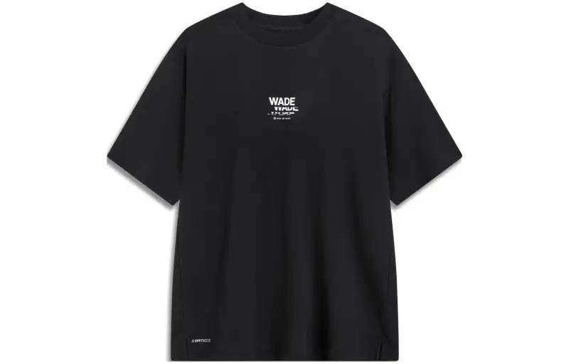 Li Ning T Shirts Unisex Black Crew Neck Moderate Straight Fit