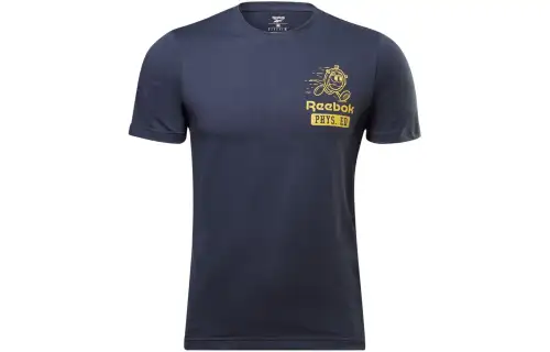 Reebok T Shirts Men's Blue Crew Neck Moderate Straight Fit