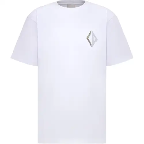 DIOR T Shirts Men's White Crew Neck Moderate Straight Fit