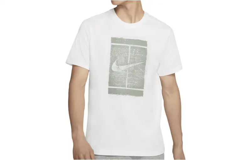 Nike T Shirts Men's White Crew Neck Moderate Straight Fit