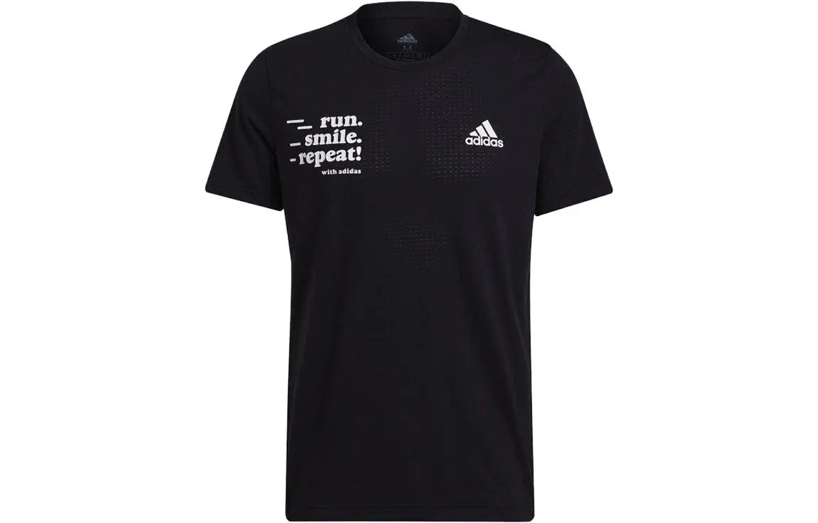 Adidas T-Shirts Men's Black Crew Neck Moderate Straight Fit
