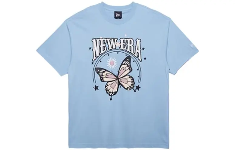 New Era T-Shirts Unisex Blue Crew Neck Moderate Straight Fit