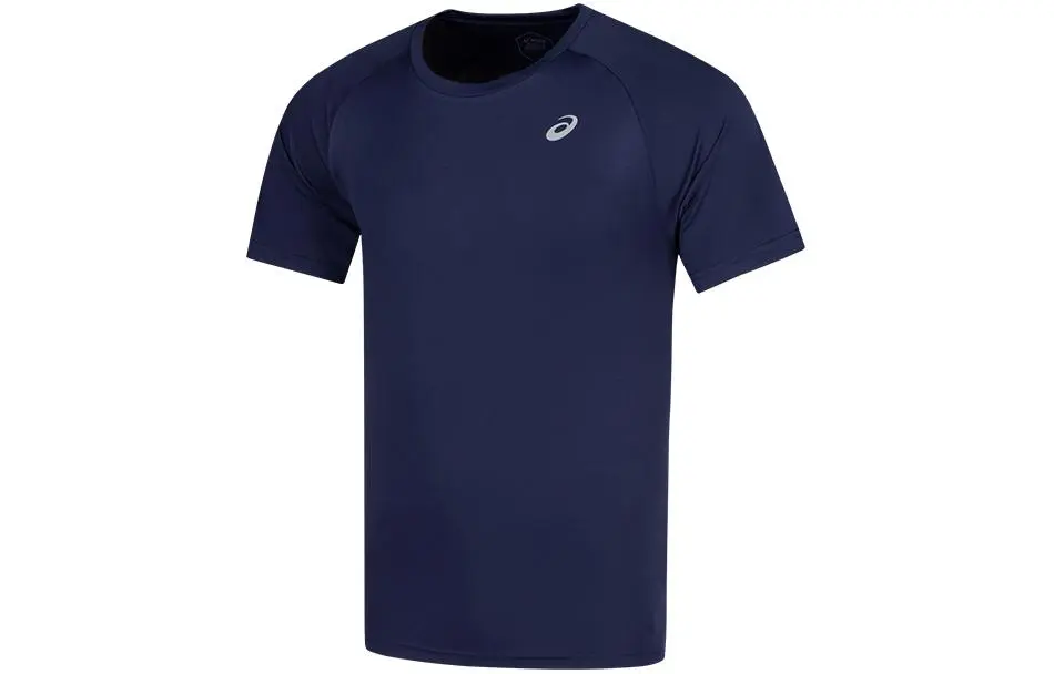 ASICS T-Shirts Men's Navy Blue Crew Neck Moderate Straight Fit