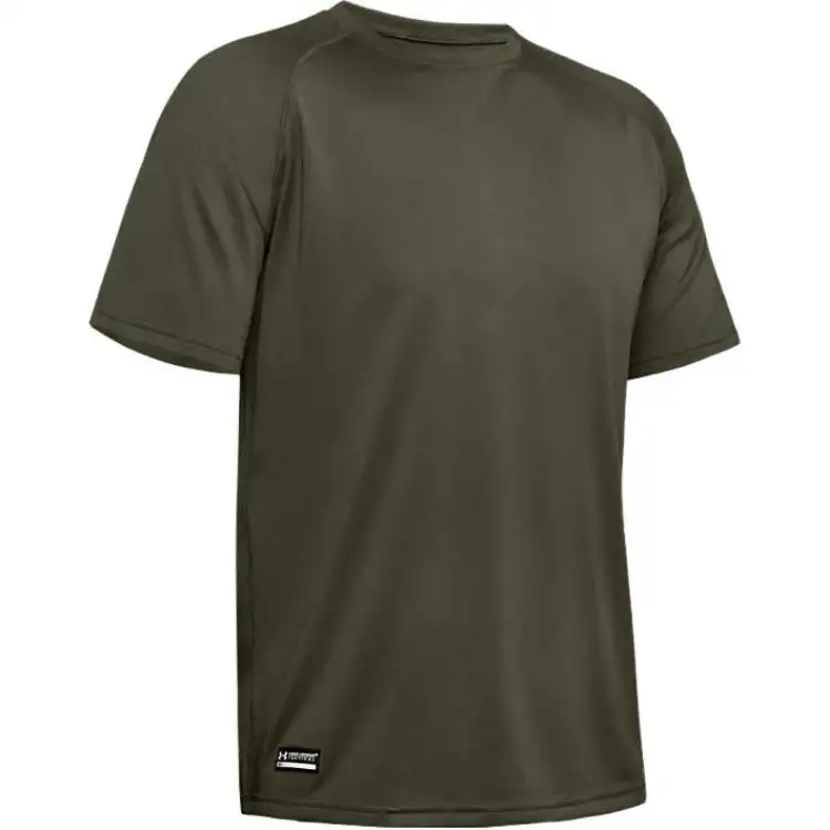 Under Armour T Shirts Men's Olive Green Crew Neck Moderate Straight Fit