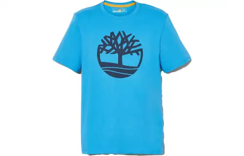 Timberland T Shirts Men's Bright Blue Crew Neck Moderate Straight Fit