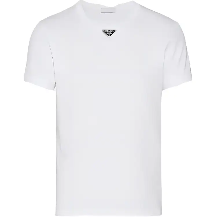 PRADA Logo Plaque Crewneck T Shirt