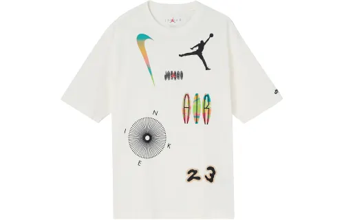 Jordan T Shirts Men's White Crew Neck Moderate Straight Fit