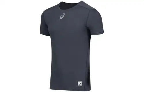 ASICS T Shirts Men's Light Gray Crew Neck Moderate Straight Fit