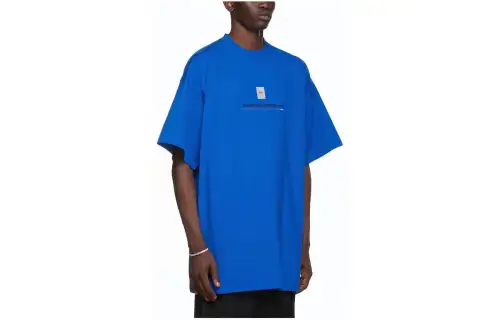 Balenciaga T Shirts Men's Blue Crew Neck Moderate Straight Fit