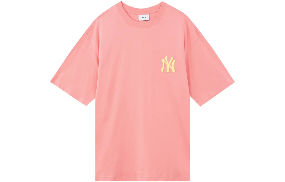 MLB T-Shirts Unisex Pink Crew Neck Moderate Straight Fit