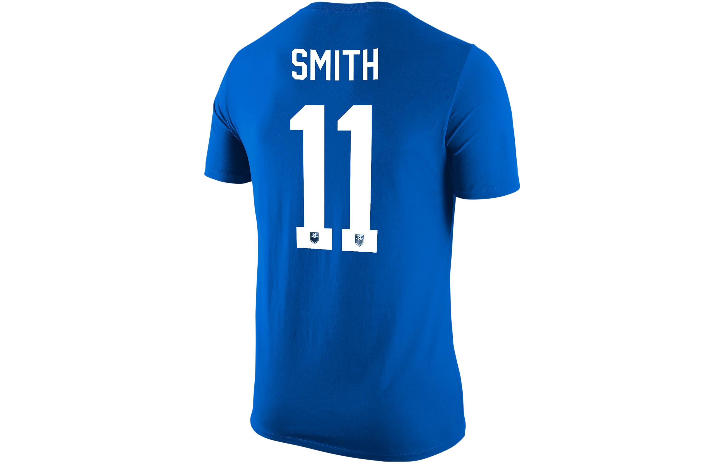 Nike U.S. Soccer Team Olympic Series Sophia Smith USWNT Alphanumeric Print Round Neck Short Sleeve T-Shirt Men's Blue