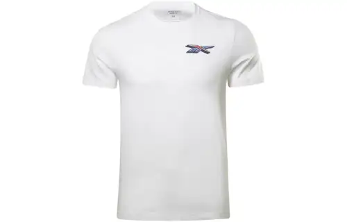 Reebok T Shirts Men's White Crew Neck Moderate Straight Fit
