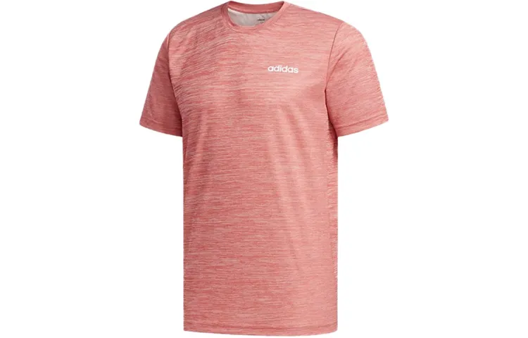 Adidas T-Shirts Men's Pink Crew Neck Moderate Straight Fit