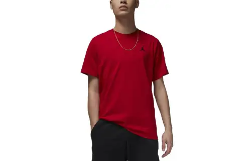 Jordan T Shirts Men's Gym Red Crew Neck Moderate Straight Fit