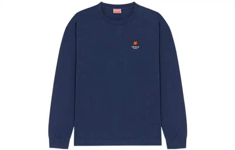 KENZO Boke Flower Series T Shirts Men's Navy Blue Crew Neck Moderate Straight Fit