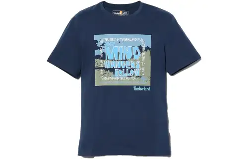 Timberland T Shirts Unisex Navy Blue Crew Neck Moderate Straight Fit
