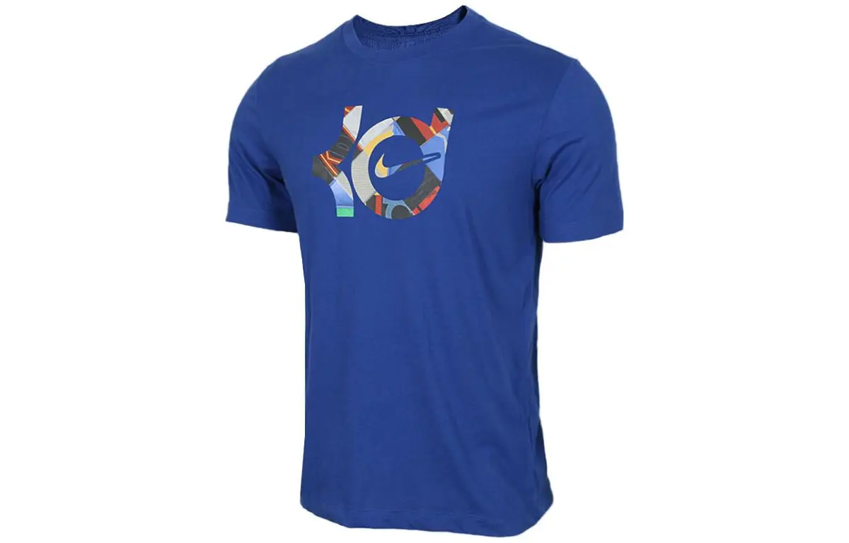 Nike T-Shirts Men's Blue Crew Neck Moderate Straight Fit