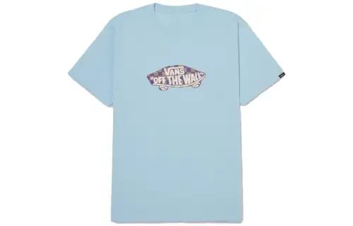 Vans T Shirts Men's Sky Blue Crew Neck Moderate Straight Fit