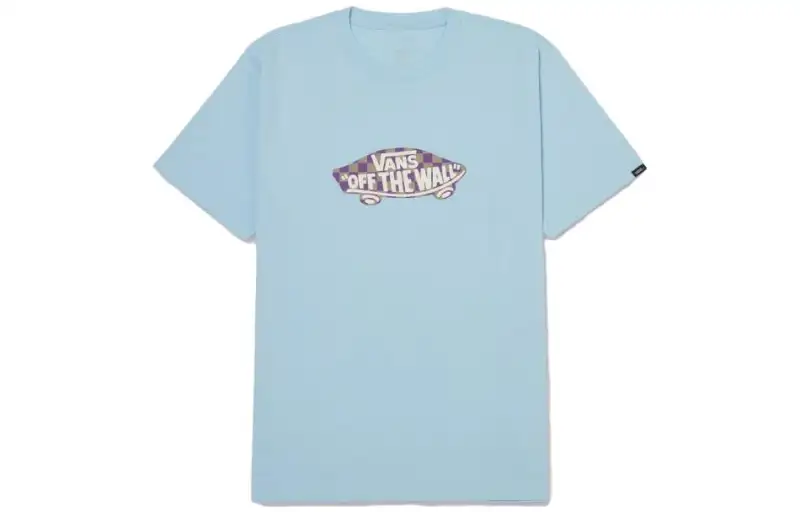 Vans T Shirts Men's Sky Blue Crew Neck Moderate Straight Fit