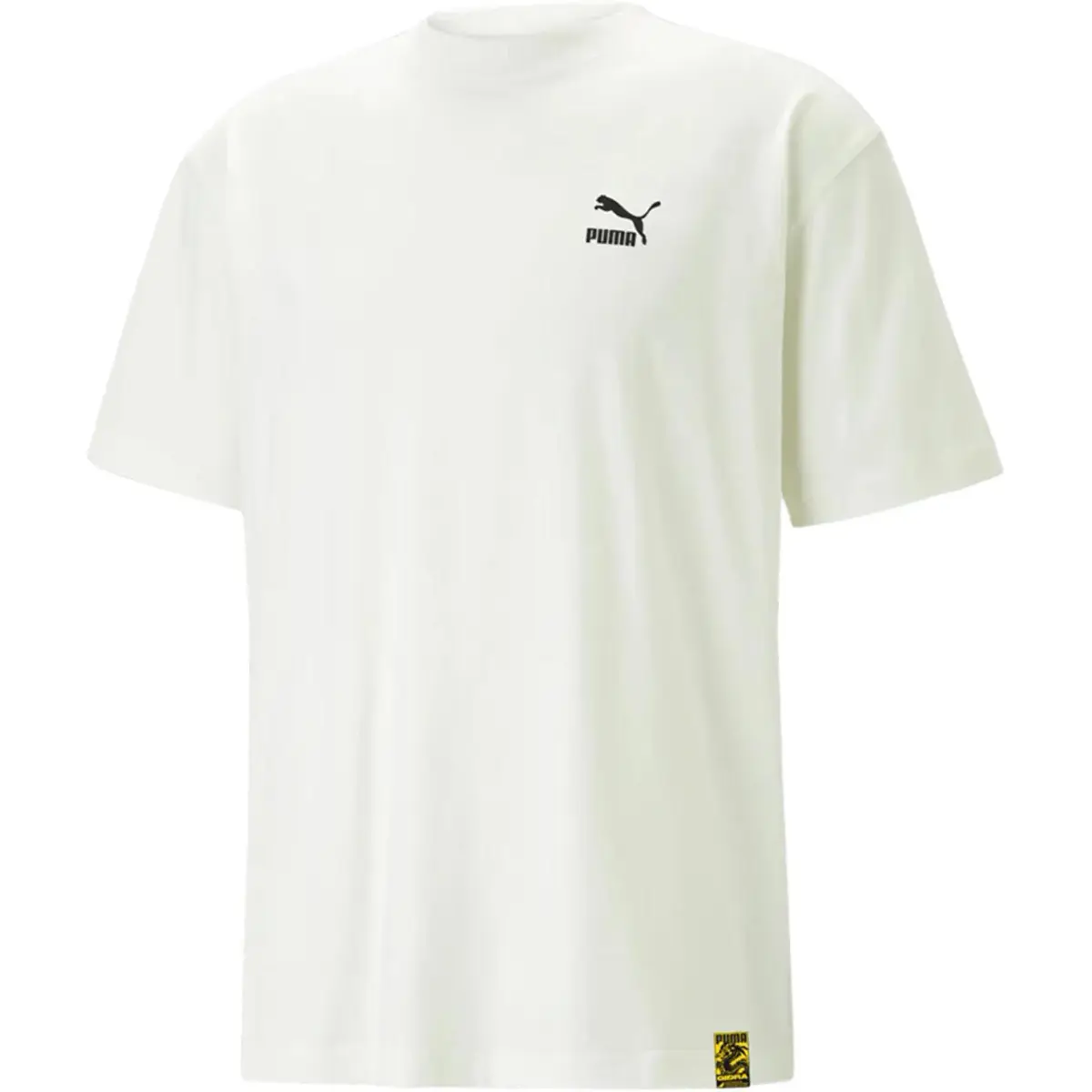 PUMA T-Shirts Men's White Crew Neck Moderate Straight Fit