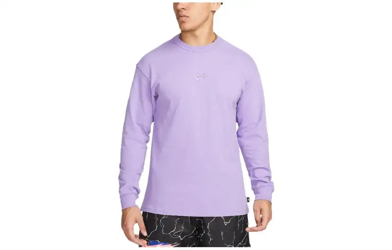 Nike T Shirts Unisex Violet Crew Neck Moderate Straight Fit