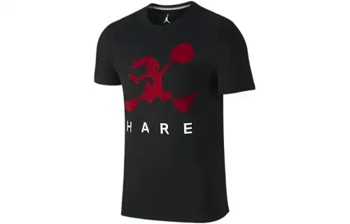 Jordan T Shirts Men's Black Crew Neck Moderate Straight Fit