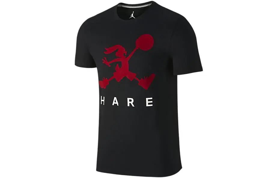 Jordan T-Shirts Men's Black Crew Neck Moderate Straight Fit