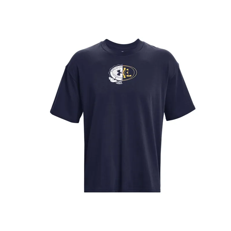Under Armour Split T-Shirts Men's Dark Blue Crew Neck Moderate Straight Fit