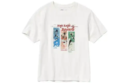 UNIQLO/X CLAMP SS23 T Shirts Unisex Gray White Crew Neck Moderate Straight Fit